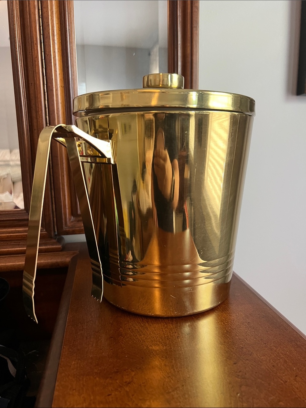 Gold Ice Bucket with Tongs - Elegant Home Bar Accessory